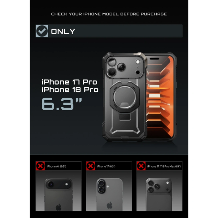 SupCase - SupCase Mobilskal För iPhone 18 Pro Magsafe UB Grip - Svart