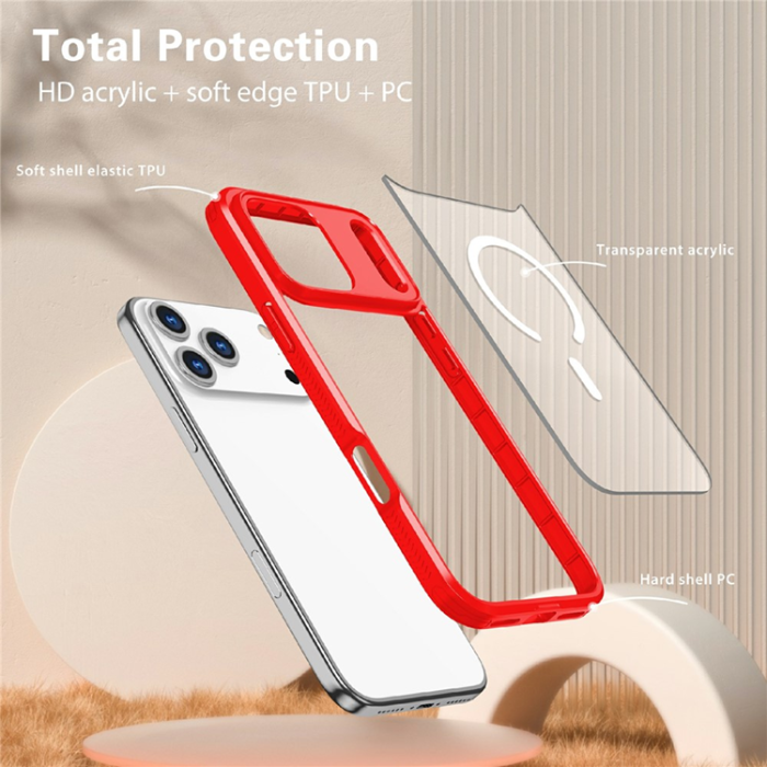 A-One Brand - iPhone 17 Pro Max Mobilskal MagSafe TPU + PC Clear - Röd