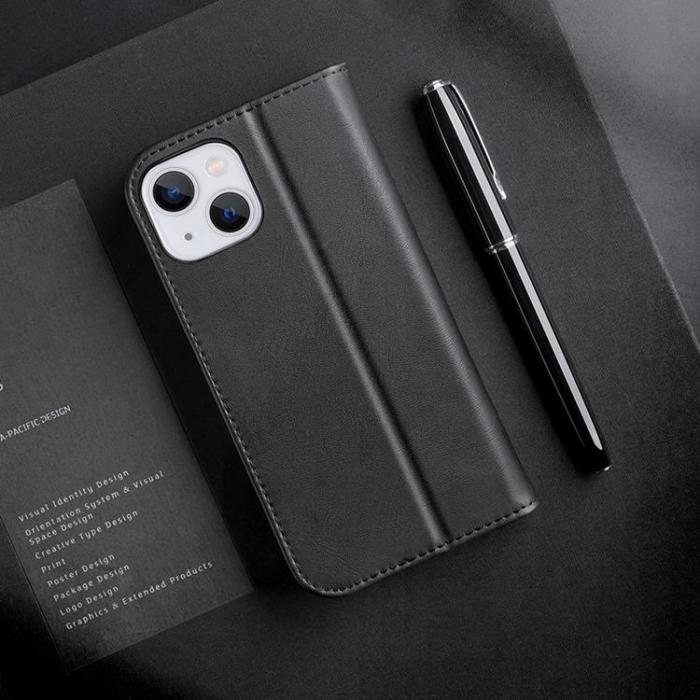 Dux Ducis - Dux Ducis iPhone 14 Plus Plånboksfodral Äkta Läder Hivo Flip - Svart