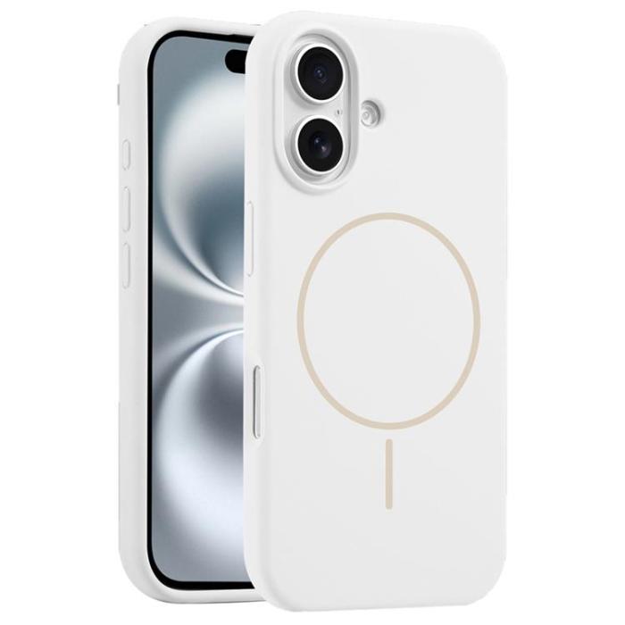 A-One Brand - iPhone 16 Plus Mobilskal MagSafe Silikon Anti Drop - Vit