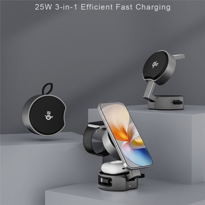 A-One Brand - Qi2 3in1 Trådlös Laddare iPhone, Apple Watch, Airpods
