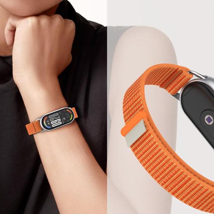 Tech-Protect - Tech-Protect Xiaomi Smart Band 8/9/10/NFC Armband Nylon Stripe - Rosa/Grå