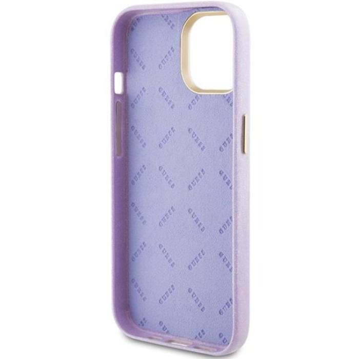 Guess - Guess iPhone 15 Mobilskal Glitter Glossy Script - Lila