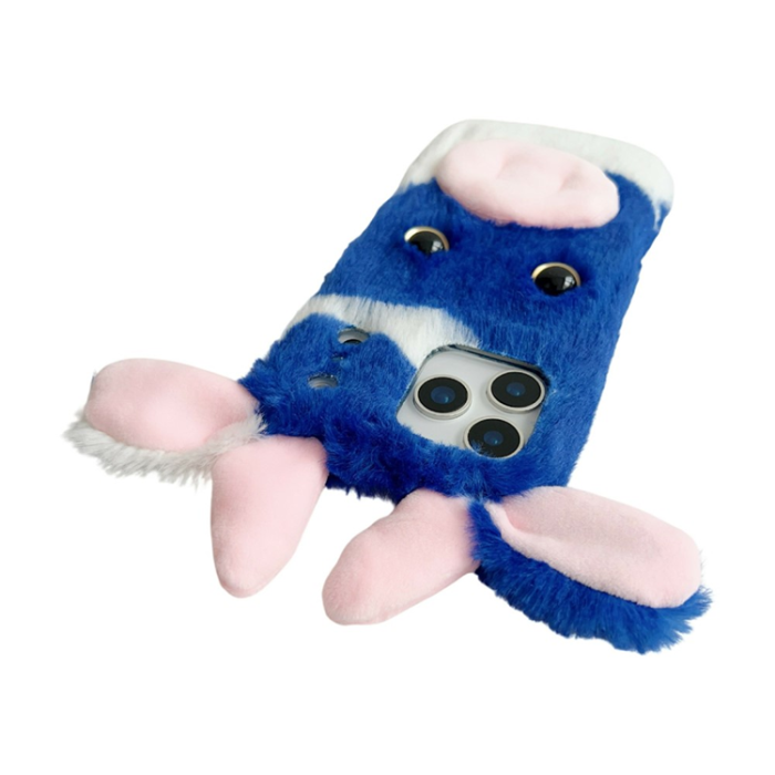 A-One Brand - iPhone 17 Pro Max Mobilskal Fluffy Cute Cow Plush TPU - Svart