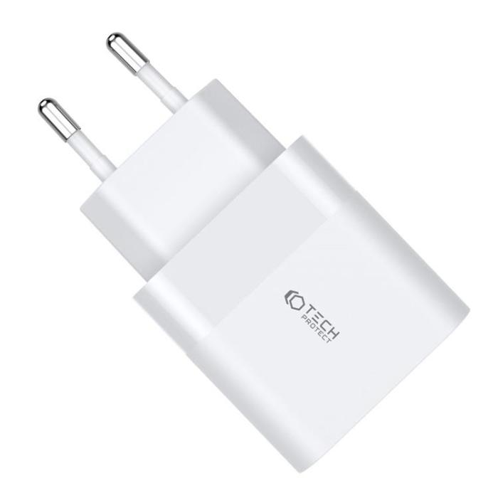 Tech-Protect - Tech-Protect C30W 2-Port Nätverk Laddare PD30W/QC3.0 - Vit