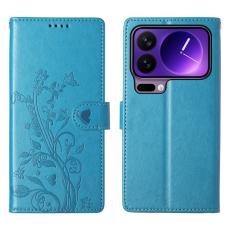 A-One Brand - Xiaomi 17 Pro Max Plånboksfodral Floral Imprint Med Handledsrem - Blå