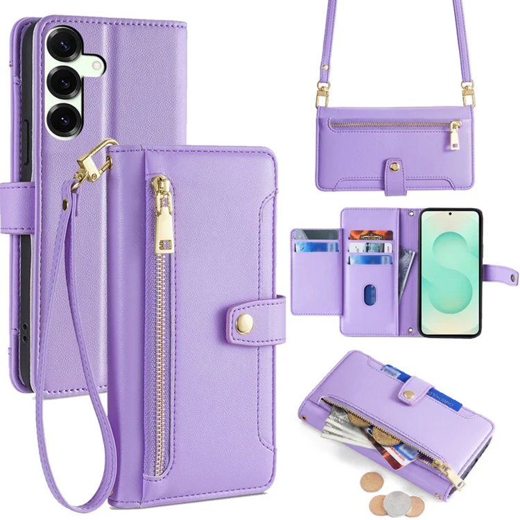 Galaxy S25 Plus Konstläder Plånboksfodral med 2 Rem - Lila (Lila) | 2353 | AlltMobil