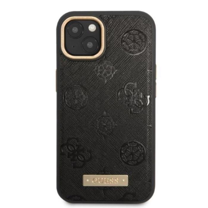 Guess - Guess iPhone 13 Mobilskal Magsafe Peony Logo Plate - Svart