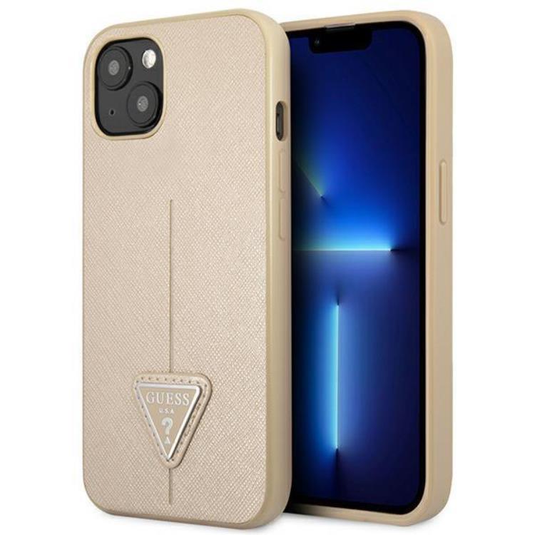 GUESS iPhone 14 Plus Skal Saffiano Triangle Logo - Beige | 2353 | AlltMobil