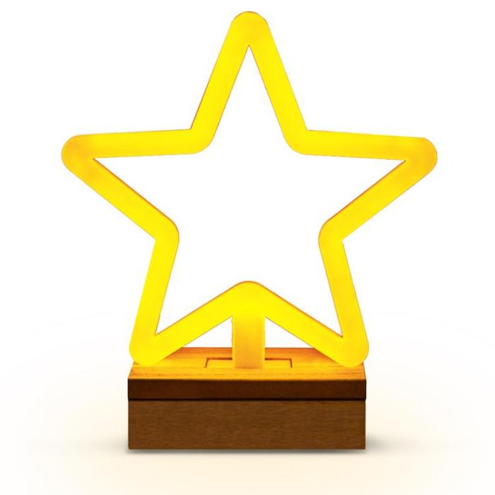 Forever Light - Forever Light LED Neon Wood Stand STAR FLNW04 - VarmVit