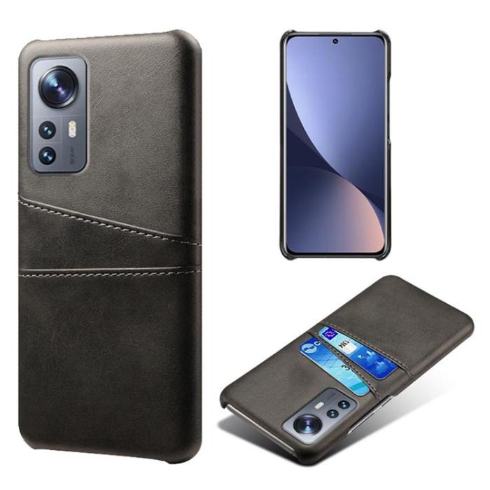 A-One Brand - Korthållare Läder Skal Xiaomi 12/12X - Svart