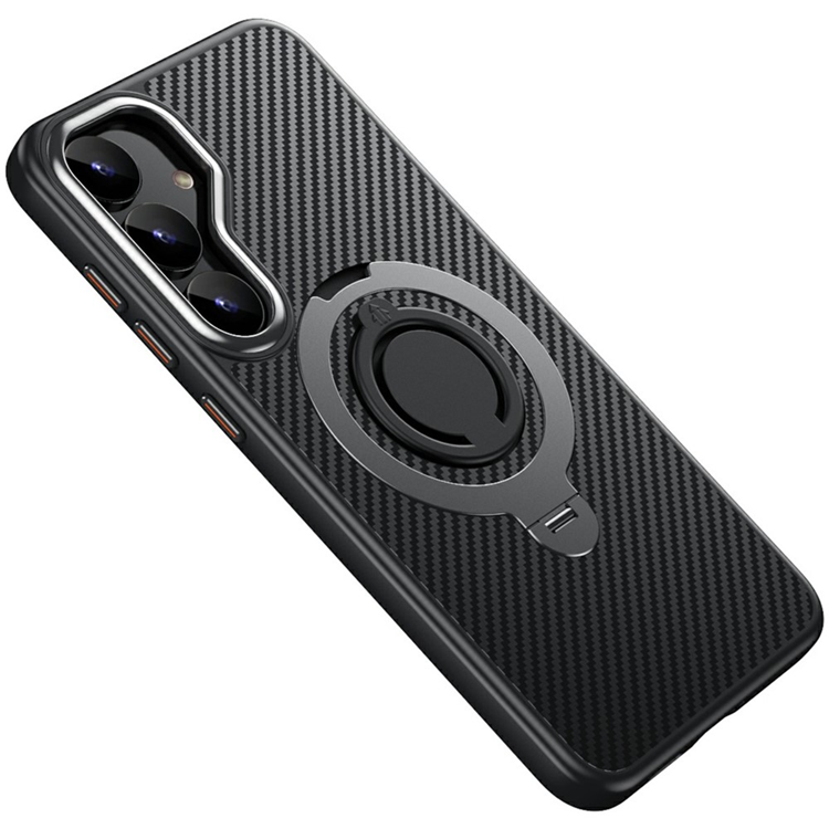 Galaxy S25 Mobilskal MagSafe Carbon Fiber Kickstand - Grå | 2353 | AlltMobil