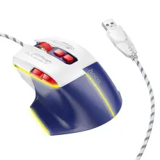 Hoco - Hoco Wired Gaming Mus USB-A 3600DPI - Vit/Bl&aring;
