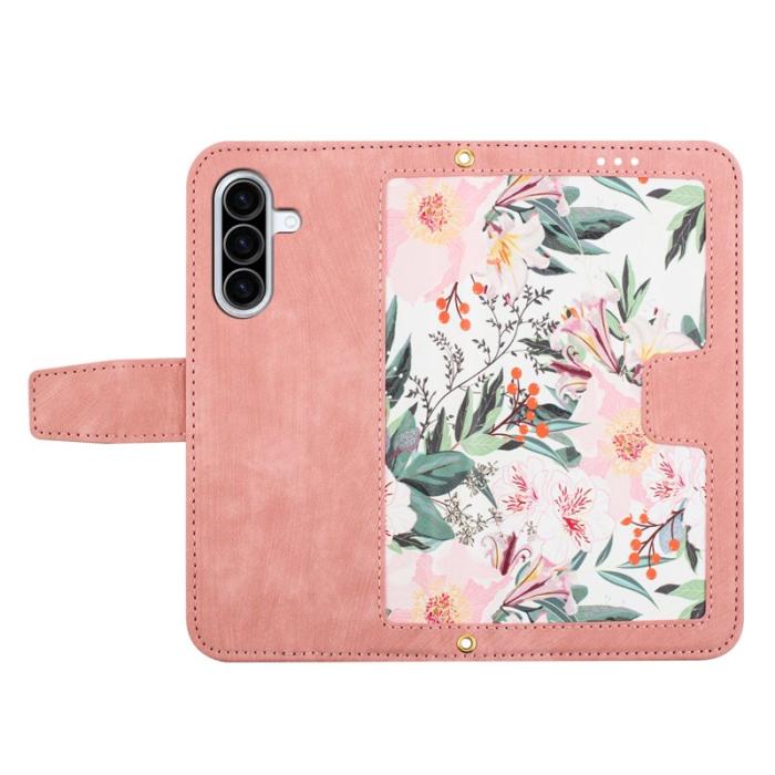 OEM - Samsung Galaxy A57 Fodral KonstLäder Blommönster - Rosa