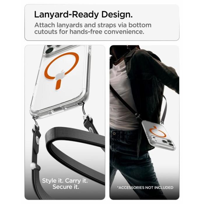Spigen - Spigen Mobilskal För iPhone 18 Pro/17 Pro Magsafe Ultra Hybrid - Clear/Orange
