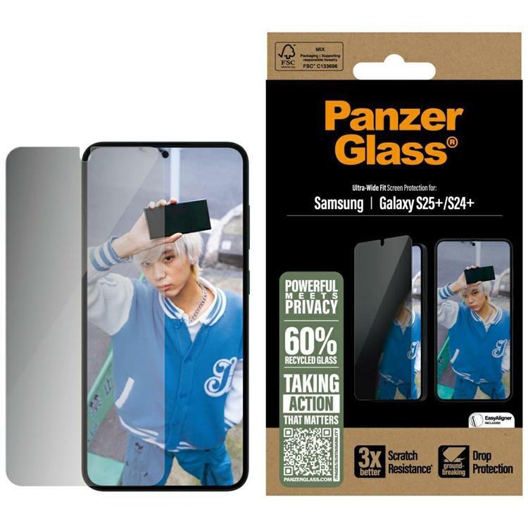 PanzerGlass Galaxy S25 Plus Härdat Glas Skärmskydd Privacy Ultra-Wide Fit | 5468 | AlltMobil