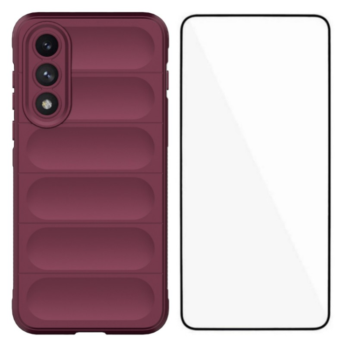 WANLONFENG - WANLONFENG OnePlus Nord 5 Mobilskal med Härdat glas - Vinröd