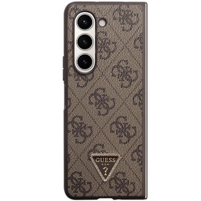 Guess - Guess Galaxy Z Fold 5 Mobilskal Läder Diamond Triangle - Brun