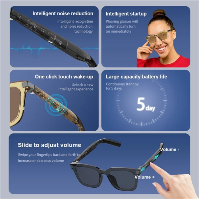 OEM - Smart Glasögon Bluetooth med Mic/Högtalare G06-L - Svart