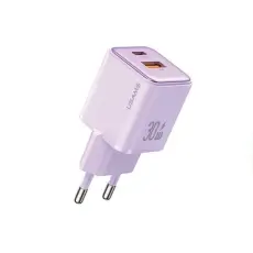 USAMS - USAMS V&auml;ggladdare 1xUSB+1xUSB-C PD30W 3A PD3.0 X-ron Series &ndash; Lila