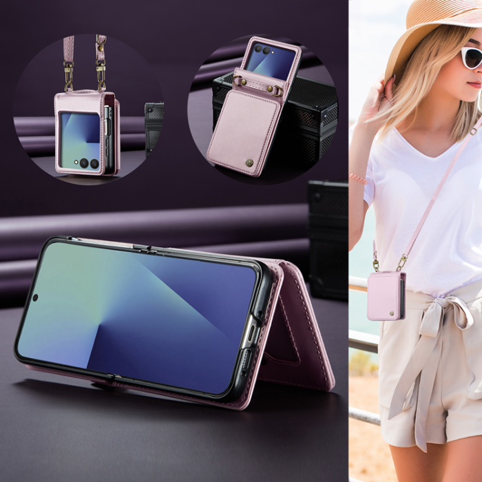 Caseme - CASEME Galaxy Z Flip 7 Plånboksfodral RFID Blocking C22 - Rosa