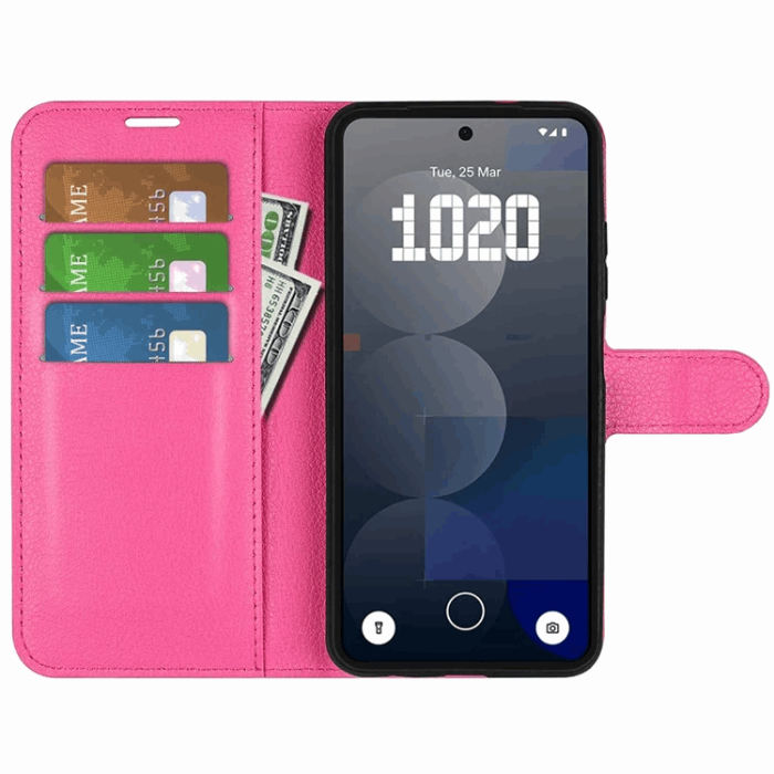 A-One Brand - Nothing Phone (3a) Pro Plånboksfodral Litchi Texture - Rosa