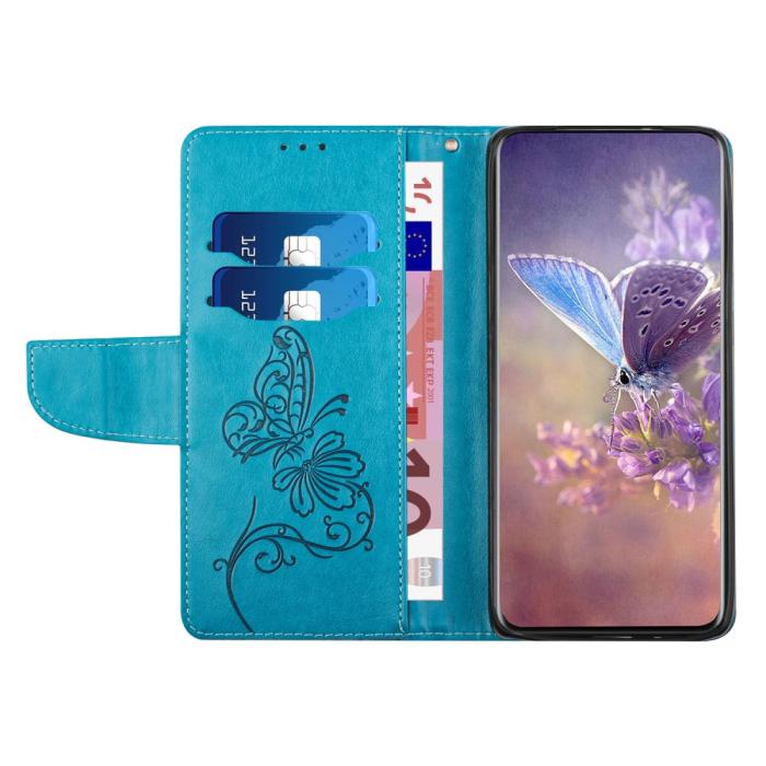 OEM - Butterfly Flower Imprinted Plånboksfodral Galaxy A33 5G - Blå