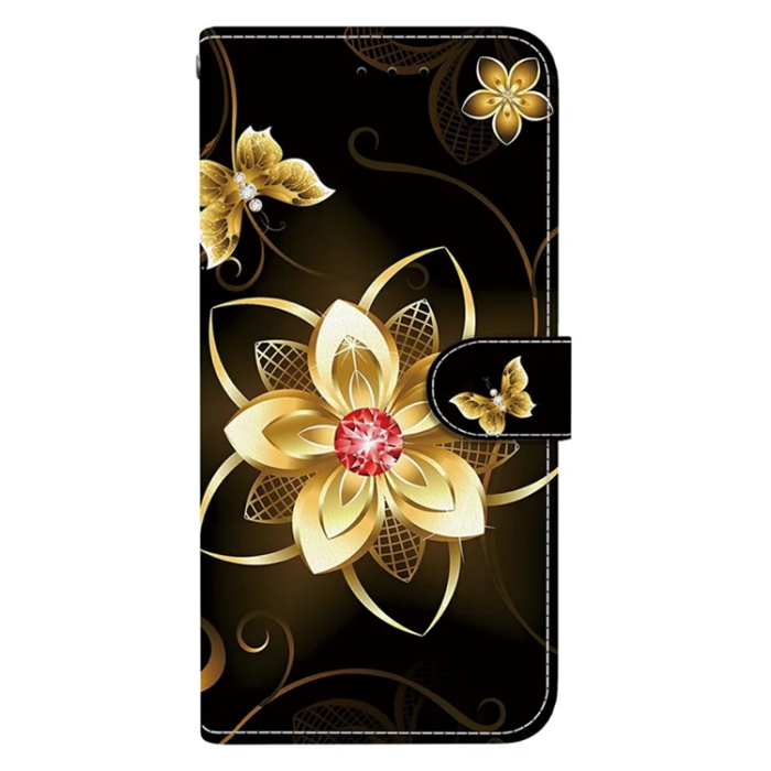 A-One Brand - iPhone 17 Pro Max Plånboksfodral Med Lanyard - Golden Flower