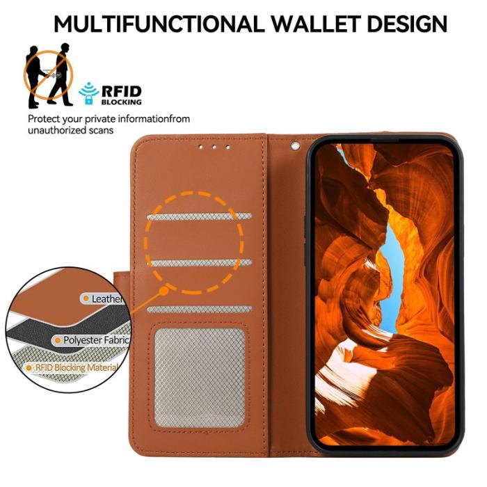 OEM - Mobilfodral för Samsung Galaxy S26 Plus Konstläder RFID - Brun