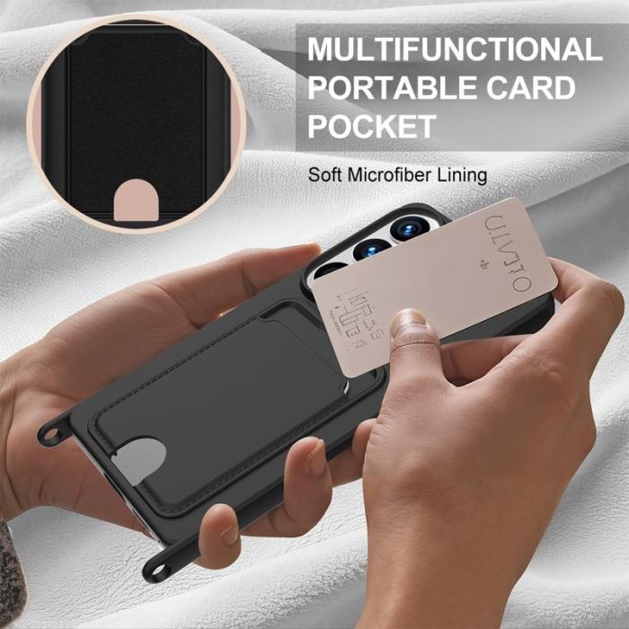 OEM - Mobilskal för Samsung Galaxy S26 Ultra Flytande silikon med kortfack - Svart