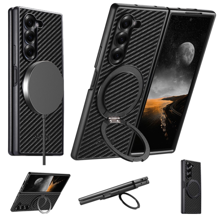 SUTENI - SUTENI Galaxy Z Fold 7 Mobilskal MagSafe Carbon Fiber - Svart