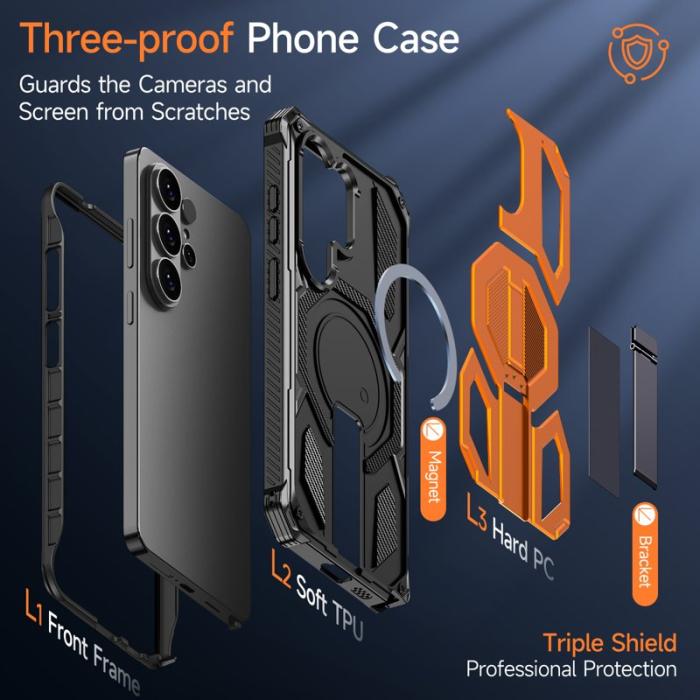 OEM - Mobilskal för Samsung Galaxy S26 Ultra Magnetiskt TPU + PC Kickstand - Orange