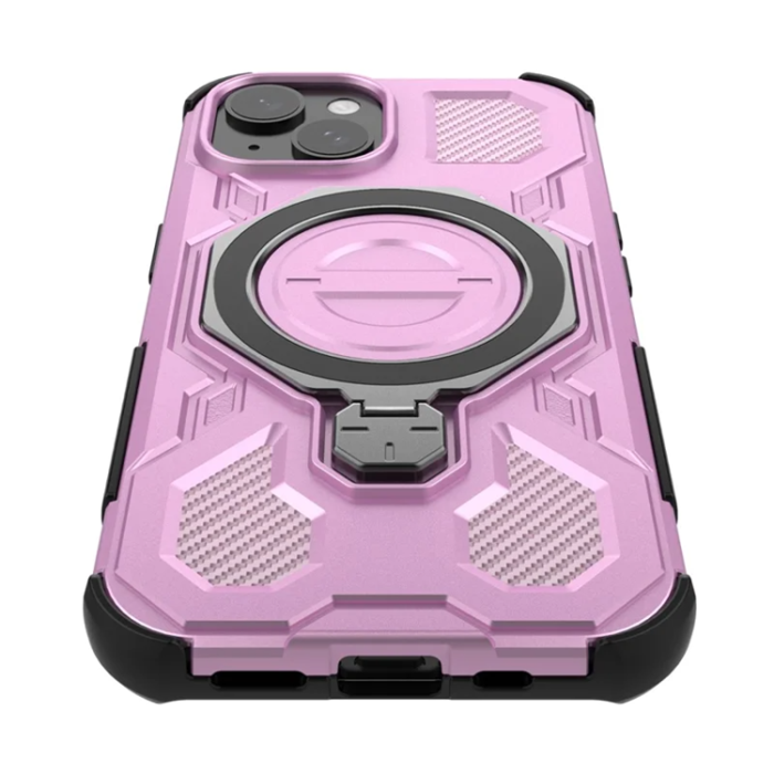 OEM - iPhone 15 Mobilskal Plast Shockproof Med Ställ - Rosa