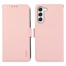 ABEEL - ABEEL Samsung Galaxy S23 Konstl&auml;der Pl&aring;nboksfodral RFID-Skydd Rosa