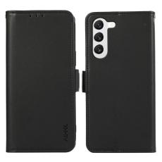 ABEEL - ABEEL Samsung Galaxy S23 Konstl&auml;der Pl&aring;nboksfodral RFID-Skydd - Svart