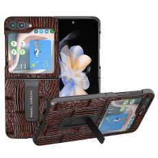 ABEEL - ABEEL Samsung Galaxy Z Flip5 Pl&aring;nboksfodral Mahjong Textur Brun