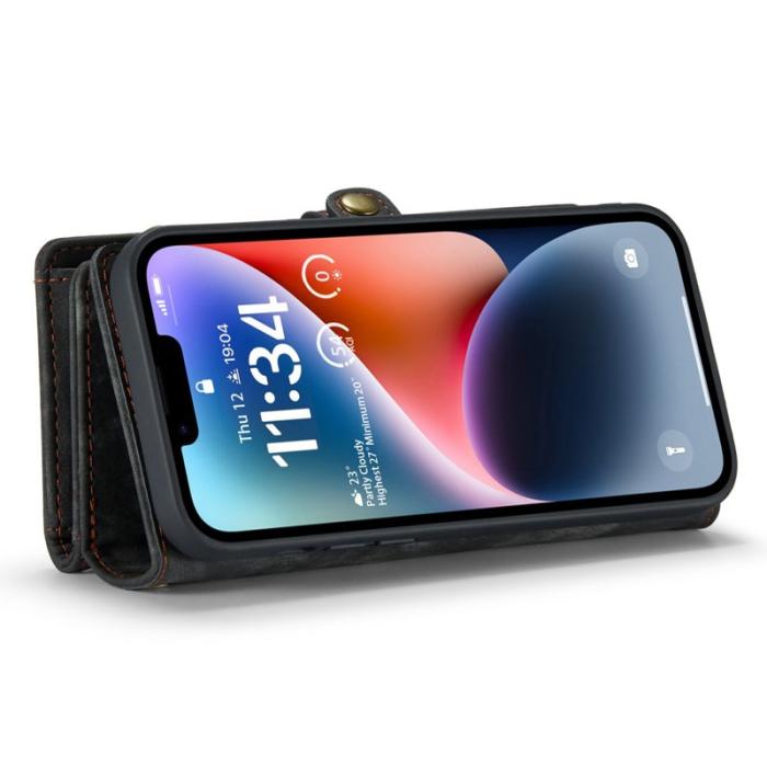 Caseme - CASEME 008 Mobilskal till iPhone 14 Plus KonstLäder Magnetisk Handväska Svart