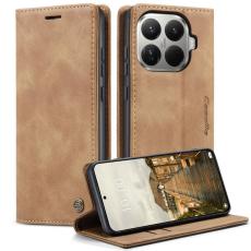 Caseme - CASEME 013 Pl&aring;nboksfodral f&ouml;r Xiaomi 15T Pro KonstL&auml;der - Brun