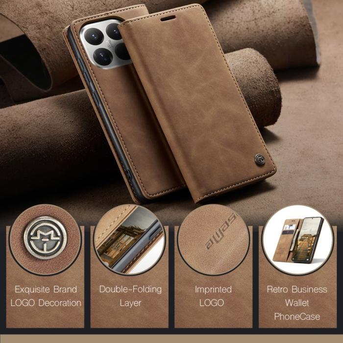 Caseme - CASEME 013 Plånboksfodral för Xiaomi 15T Pro KonstLäder - Brun