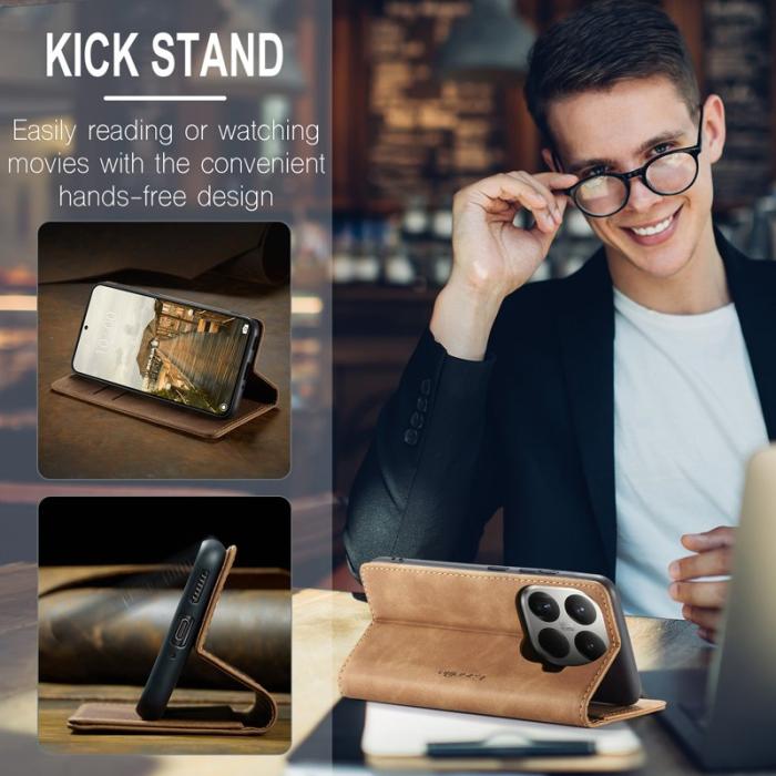 Caseme - CASEME 013 Plånboksfodral för Xiaomi 15T Pro KonstLäder - Brun
