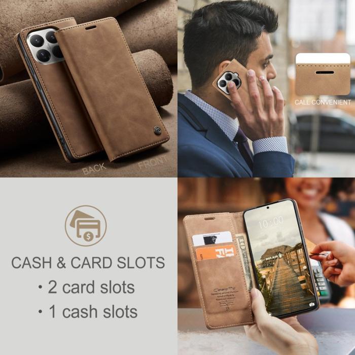Caseme - CASEME 013 Plånboksfodral för Xiaomi 15T Pro KonstLäder - Brun