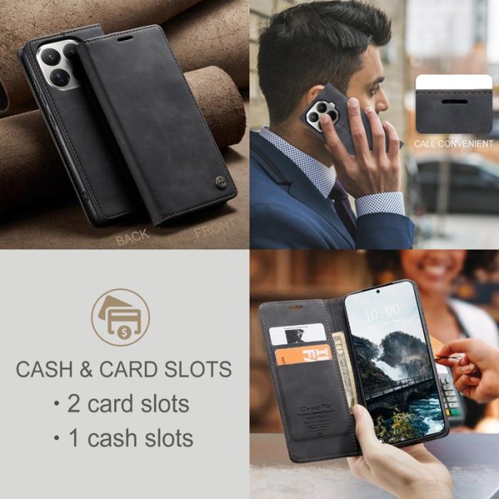 Caseme - CASEME 013 Plånboksfodral för Xiaomi 15T Pro KonstLäder - Svart