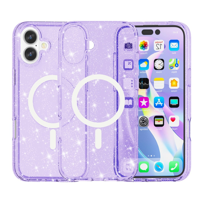 A-One Brand - iPhone 17 Mobilskal MagSafe Puderglitter - Lila