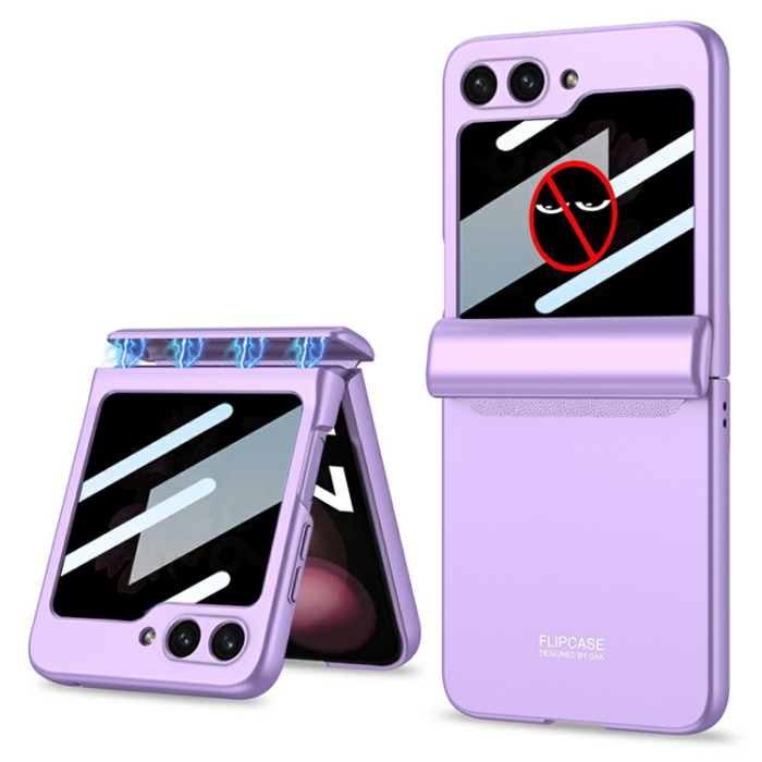 GKK - GKK Galaxy Z Flip 7 Mobilskal med Privacy Skärmskydd - Lila
