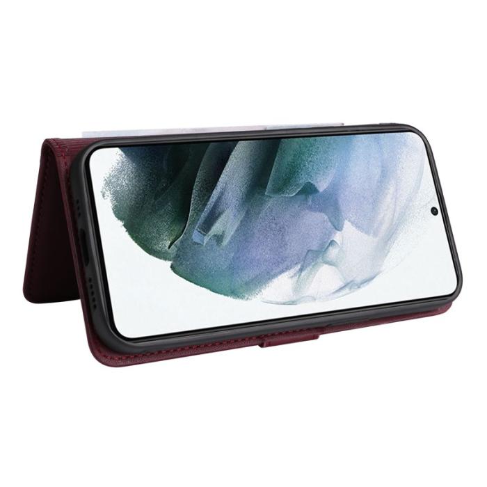 BETOPNICE - BETOPNICE 005 för Samsung Galaxy S21 Plånboksfodral Konstläder - Vinröd