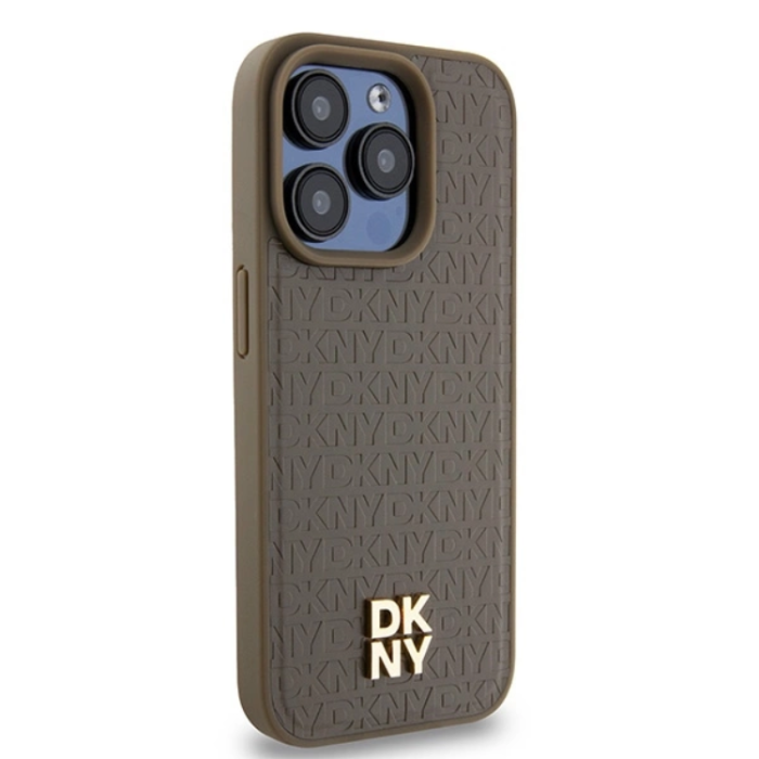 DKNY - DKNY iPhone 15/14 Plus Mobilskal Magsafe Läder Pattern Metal Logo
