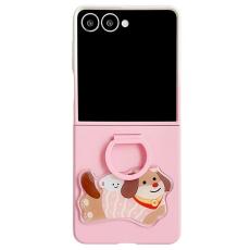 A-One Brand - Galaxy Z Flip 7 Mobilskal Silikon Ring Med Sticker - Gradient Rosa