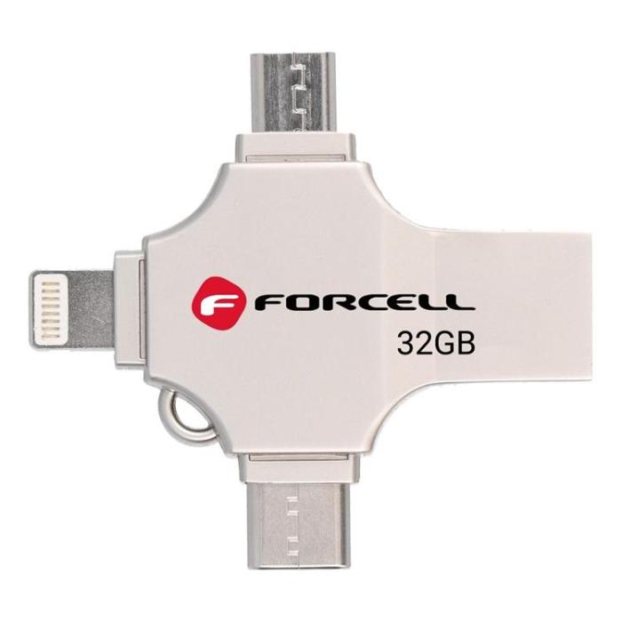 Forcell - Forcell Pendrive 32GB USB 3.2 Gen 1(USB-A/USB-C/Lightning/Micro-USB)