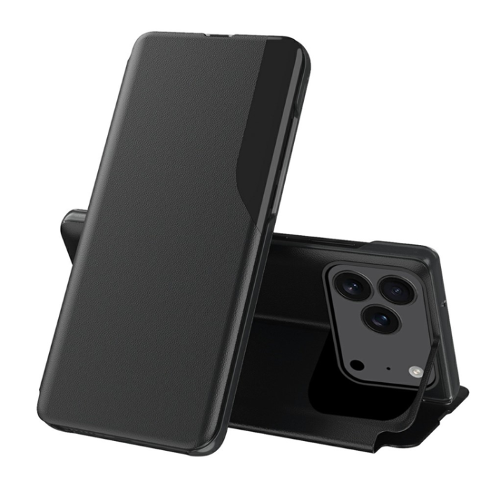 Amorus - Amorus iPhone 17 Pro Mobilskal Folio Flip Stativ - Svart
