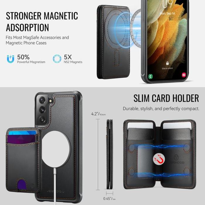 OEM - JEEHOOD Samsung Galaxy S21+ 5G Fodral KonstLäder - Svart